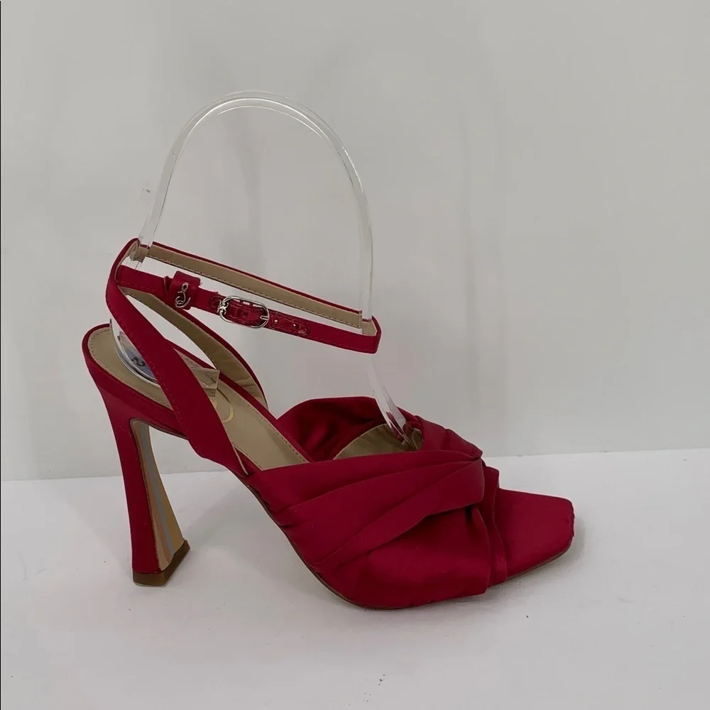 Sam Edelman Lavendar satin ankle strap sandal shoe raspberry pink heel women 6.5